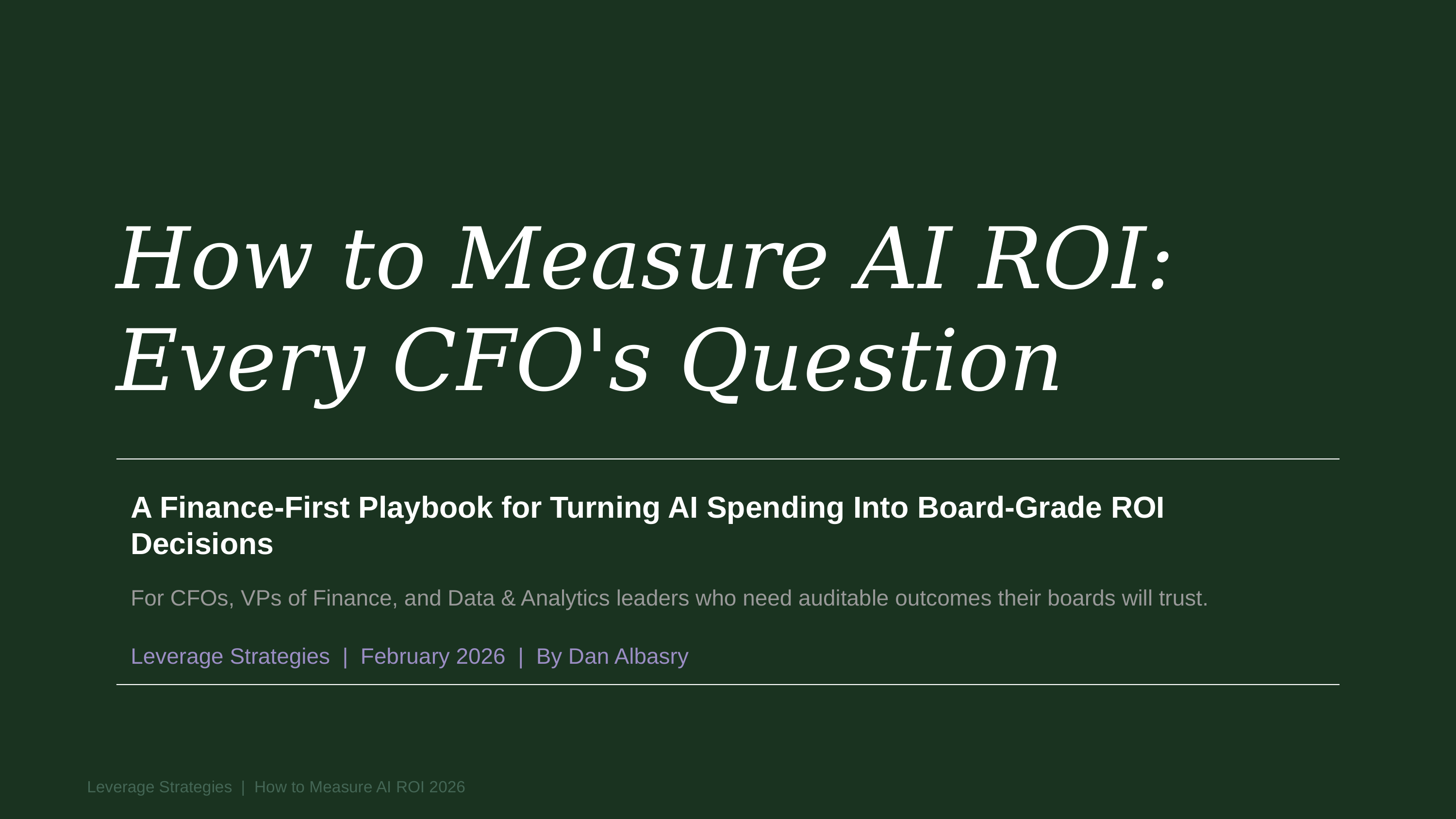 How to Measure AI ROI: Every CFO's Question
